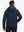 Back view of model in lightweight water-repellent softshell hooded jacket showing fit and structure in navy.