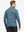 Back waist-up shot of model wearing colony blue melange moisture wicking quarter zip pullover