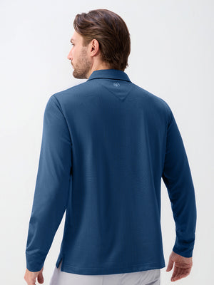 Moisture Wicking Long Sleeve Herringbone Polo Shirts