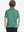 Back half-body view of youth wearing green stripe performance cooling polo, showing rear design