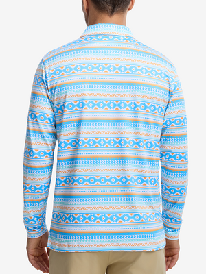 Lightweight Print Long Sleeve Polo
