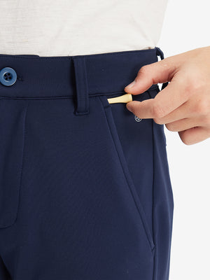Boys Stretch Fleece Lined Casual Golf Pants in navy, close-up pocket detail