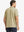 Back half-body view of model in DARK KHAKI Stylish Chest Print Snap Polo