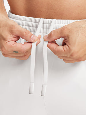 Front waistband detail of Water Resistant Comfy Fleece Golf Joggers in oyster grey