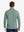 Model back upper body effect display, dry fit athletic 1/4 zip sweatshirt in celadon green heather