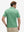 Back waist-up shot of model wearing light green ultra-light quick dry moisture wicking collared polo shirt