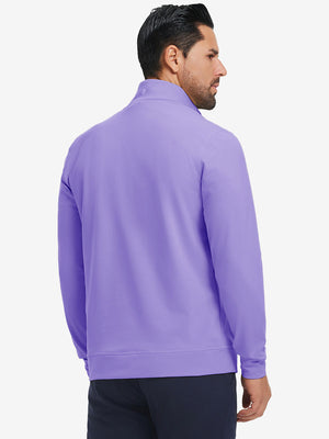 Ultra-Soft Brushed Fleece Lining Quarter Zip Sweatshirt in lavender, back upper body view