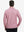 Back upper body view of the lightweight print polo in pink small fish, model turns slightly with relaxed pose.