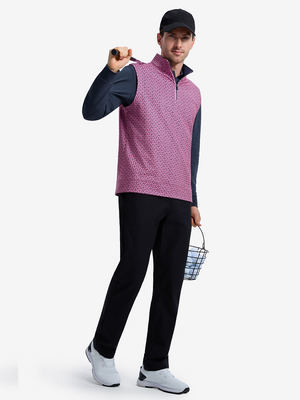 Full Print Quarter Zip Sleeveless Vest Pullover