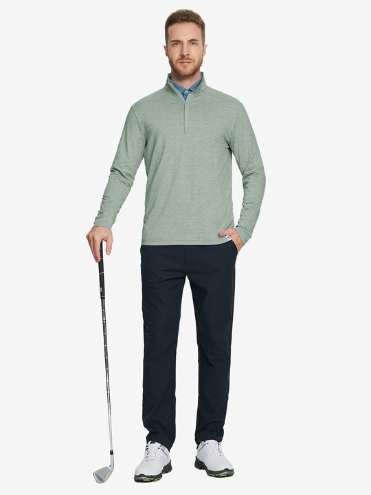 Heather Pinstripe Brushed Dry Fit Quarter Zip Pullover