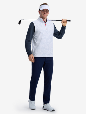 Full Print Quarter Zip Sleeveless Vest Pullover