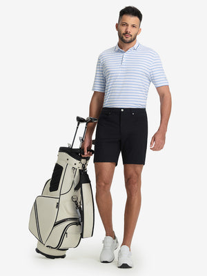 Non-Curl Ribbed Collar Striped Polo Shirts