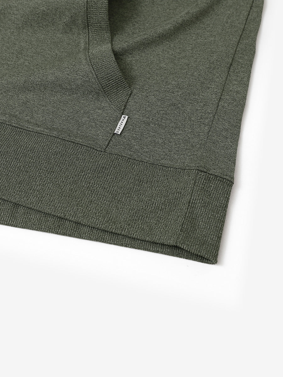 Hem detail of the Brick Heather Athletic Golf Hoodie, highlighting clean stitching and neat design.