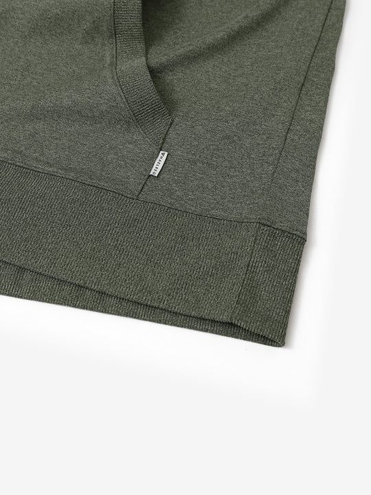 Hem detail of the Brick Heather Athletic Golf Hoodie, highlighting clean stitching and neat design.