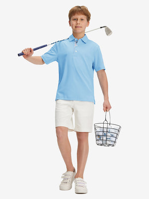 Boys Quick Dry Fit Athletic Solid Polo Shirts