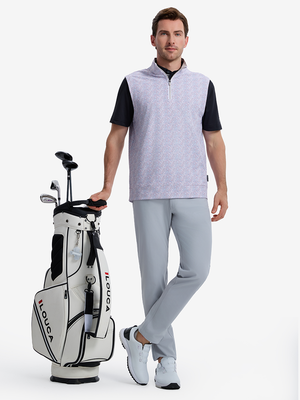 Full Print Quarter Zip Sleeveless Vest Pullover