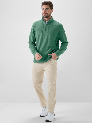 Heather Brushed Rib Knit Quarter Zip with 2 Pockets