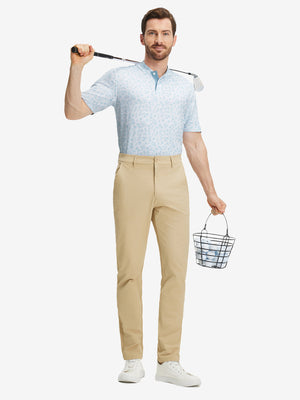 Stretch Printed Collarless Henley Golf Shirts
