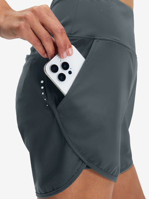 Women's High Waist 2 in 1 Quick Dry Shorts with 7 Pockets