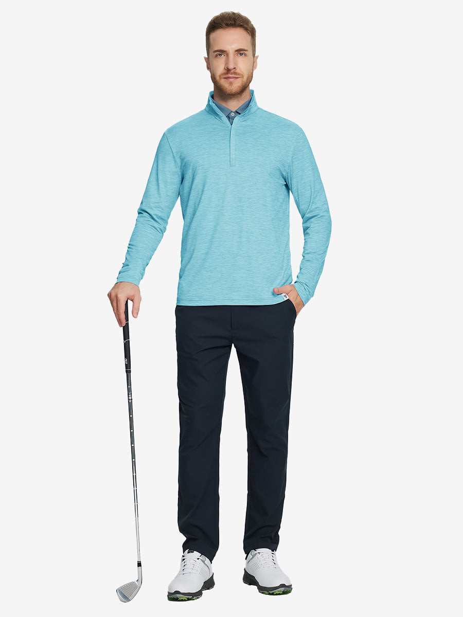 Heather Pinstripe Brushed Dry Fit Quarter Zip Pullover
