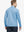 Back half-body view of model in Pinstripe Quarter Zip Pullover, showing back detail – LIGHT BLUE MELANGE