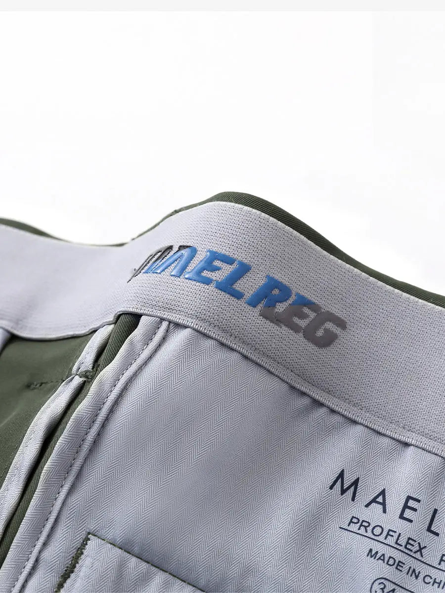 OLIVE GREEN Water Resistant Everyday Pants close-up of waistband inner logo detail