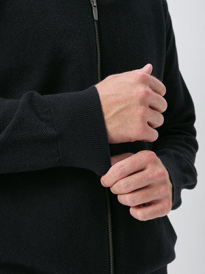 Wool Full Zip Sweater Bomber Jackets