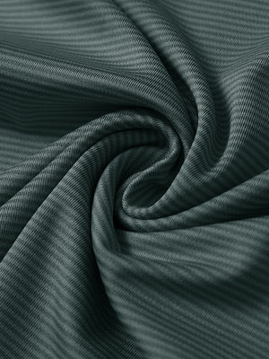 Close-up of dark green melange pinstripe quarter zip pullover fabric showing fine lines and soft knit texture.