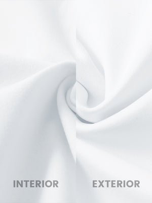Close-up of the inner and outer fabric of women's stretch fleece lined water resistant joggers in white, showing fleece lining and exterior.