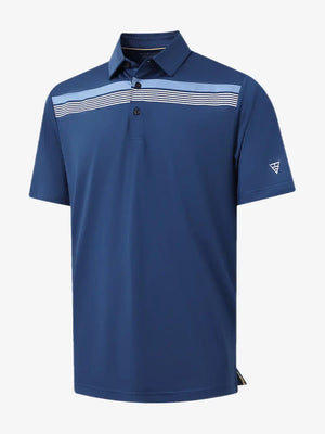 3D mockup of the Chest Print Polo Shirts in Blue
