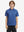 Front half-body shot of youth in blue molecular structure performance print boys golf polo, highlighting design and fit