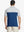 Back half-body view wearing BLUE Premium Performance Polo