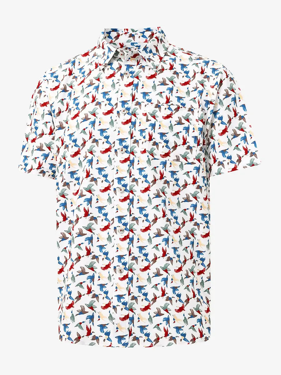 3D display of COLORFUL WILD GOOSE Stylish Printing Summer Shirt.