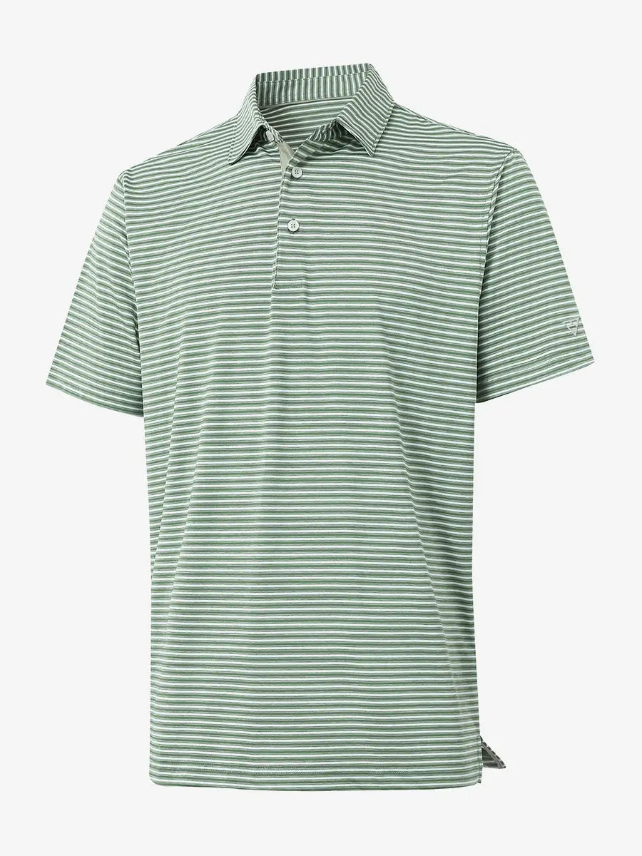 3D view of Sport Fit Stripe Polo in Dark Green Stripe