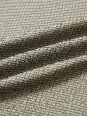 Texture heather fleece lined 1/4 zip pullover in dust beige, close-up of soft heather fabric with fleece interior texture