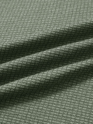 Texture heather fleece lined 1/4 zip pullover in greem, close-up of soft heather fabric with fleece interior texture