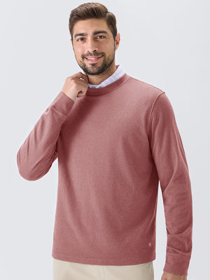 Heather Brushed Rib Knit Crewneck Sweatshirt