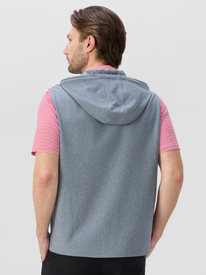 Water Resistant Sleeveless Hooded Jacket With Pockets