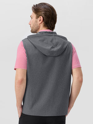 Water Resistant Sleeveless Hooded Jacket With Pockets
