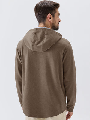 Stretch Ultra-Comfy Heather Brushed Rib Knit Hoodie