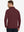 Back upper body of Skin-friendly long sleeve melange polo with smooth burgundy finish