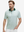 Front half-body of model in white green lines lightweight stretch upgraded print golf polo shirts