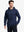 Model in half-body front pose styled with Navy Heather hoodie, showcasing relaxed fleece fit