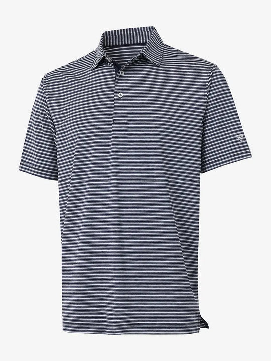 3D view of Sport Fit Stripe Polo in Navy Stripe
