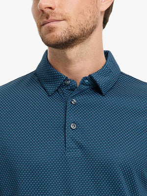 NAVY BLUE Your Favorite Jacquard Polo front view from nose to chest of model